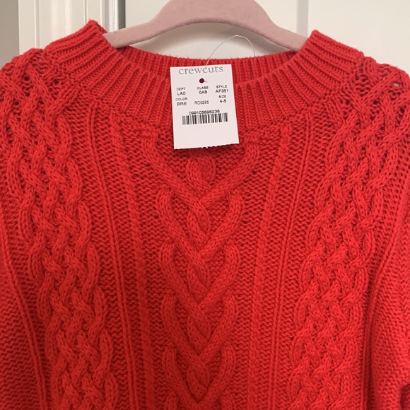 Jcrew Crewcuts red cable-knit sweater size 4-5 - Picture 2 of 4